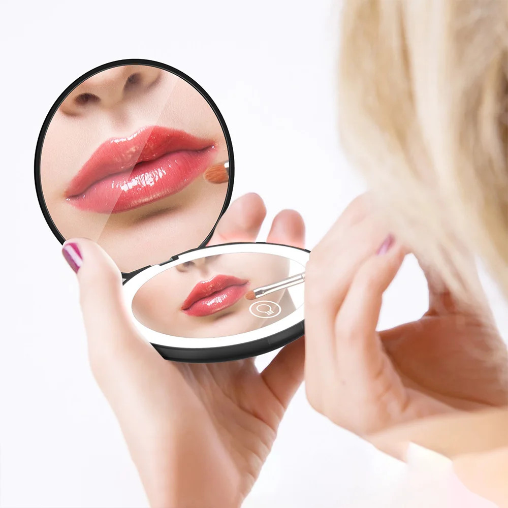 Pocket Mirror With Led Light Compact Makeup Mirror Small Mirrors Wholesale Mini