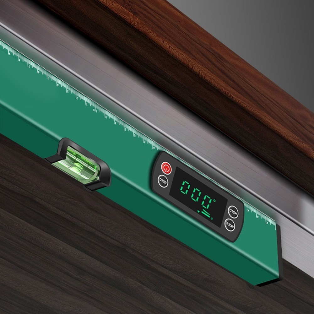 Aluminum Digital Protractor with Data Hold and Magnet Base for Secure Operation