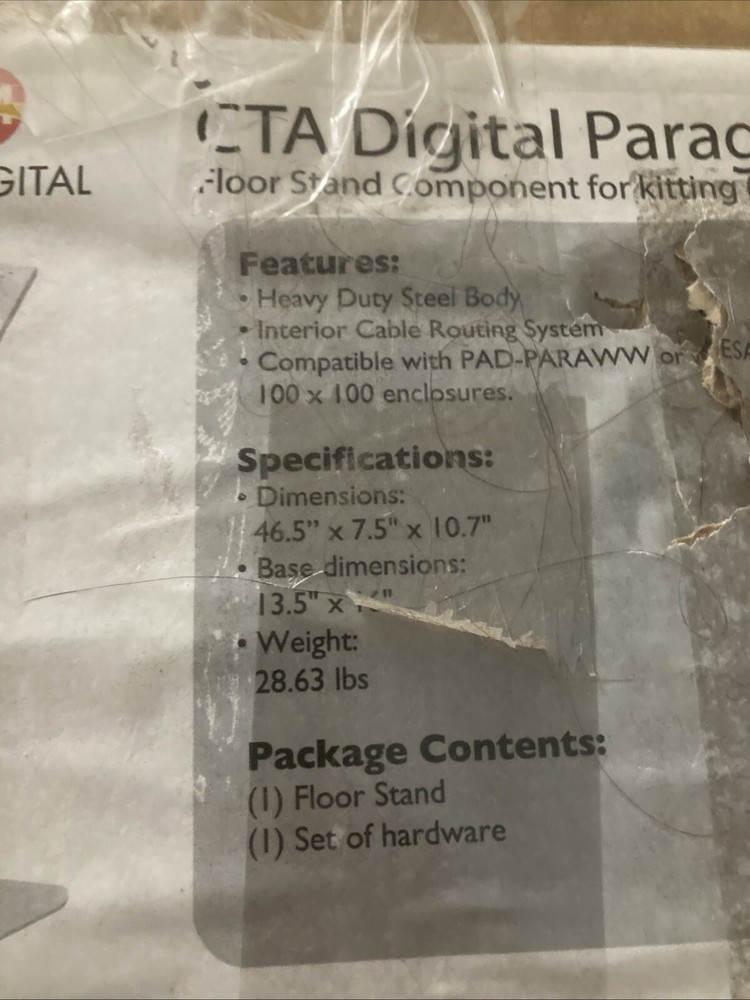 CTA Digital Paragon White Floor Stand Component For Kitting