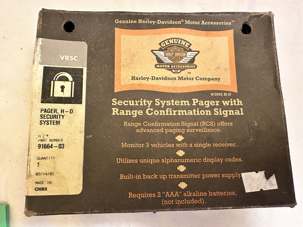 Harley Davidson Security System Pager With Transmitter & Receiver 91664-03