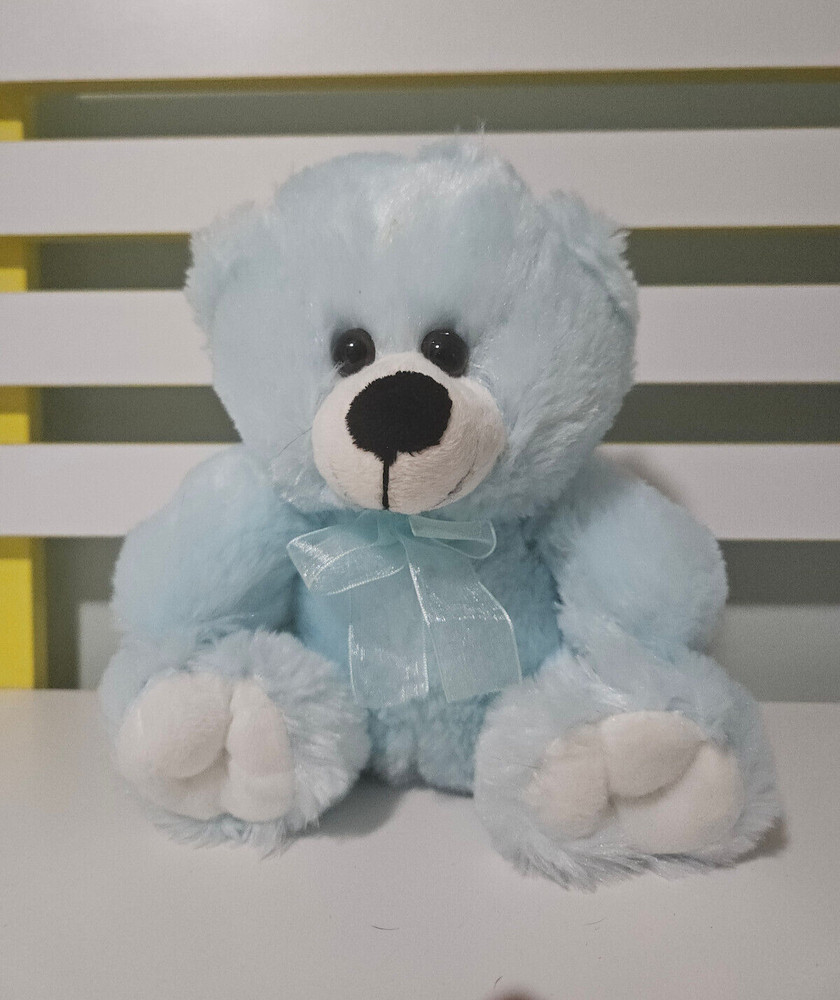 TEDDYTIME BLUE TEDDY BEAR BLUE BOW 20CM