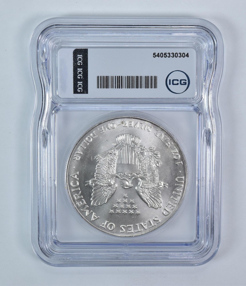 1993 American Silver Eagle Mint Error Struck Thru Authentic ICG