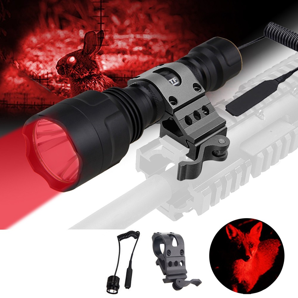 800 Yards Red LED Flashlight Night Torch Illuminated Light Scope Mount/20mm Rail