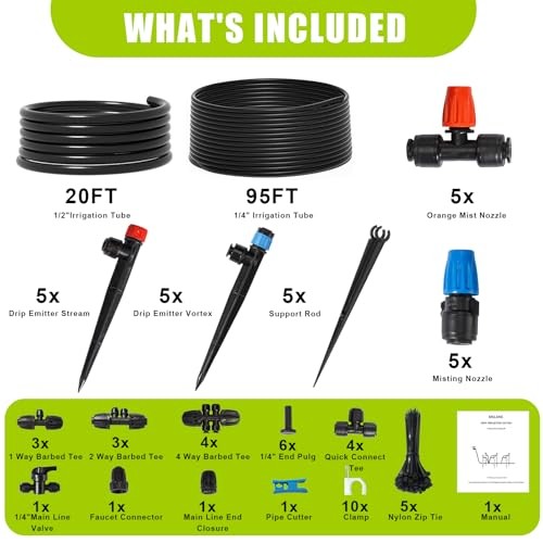 Drip Irrigation Kit Automatic Watering System Misting Sprinkler DIY 115FT