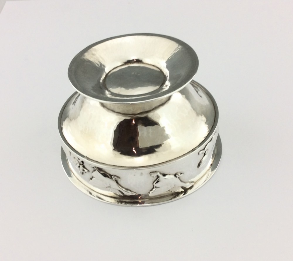 A.E.JONES ARTS & CRAFTS SILVER BOWL ANIMAL BORDER 1916