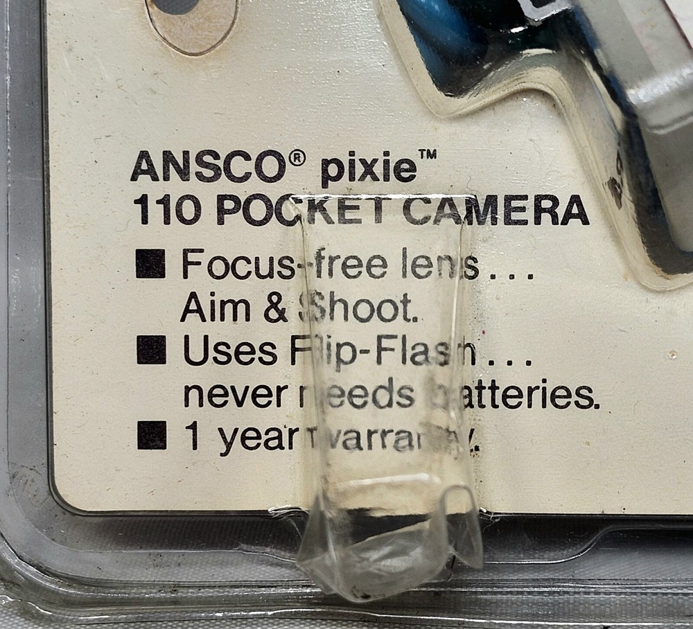 Vintage PIXIE POCKET CAMERA 110mm Blue Keychain ANSCO 1980s