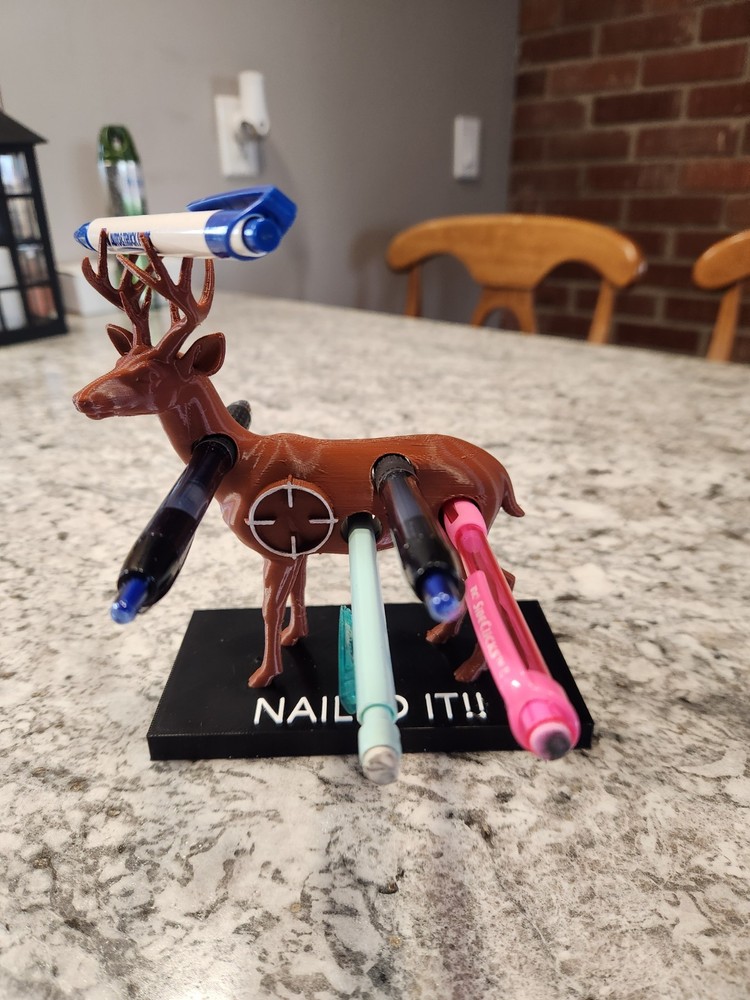 "Nailed It!!" Whitetail Deer Hunter Pen Holder Archery Customizeable
