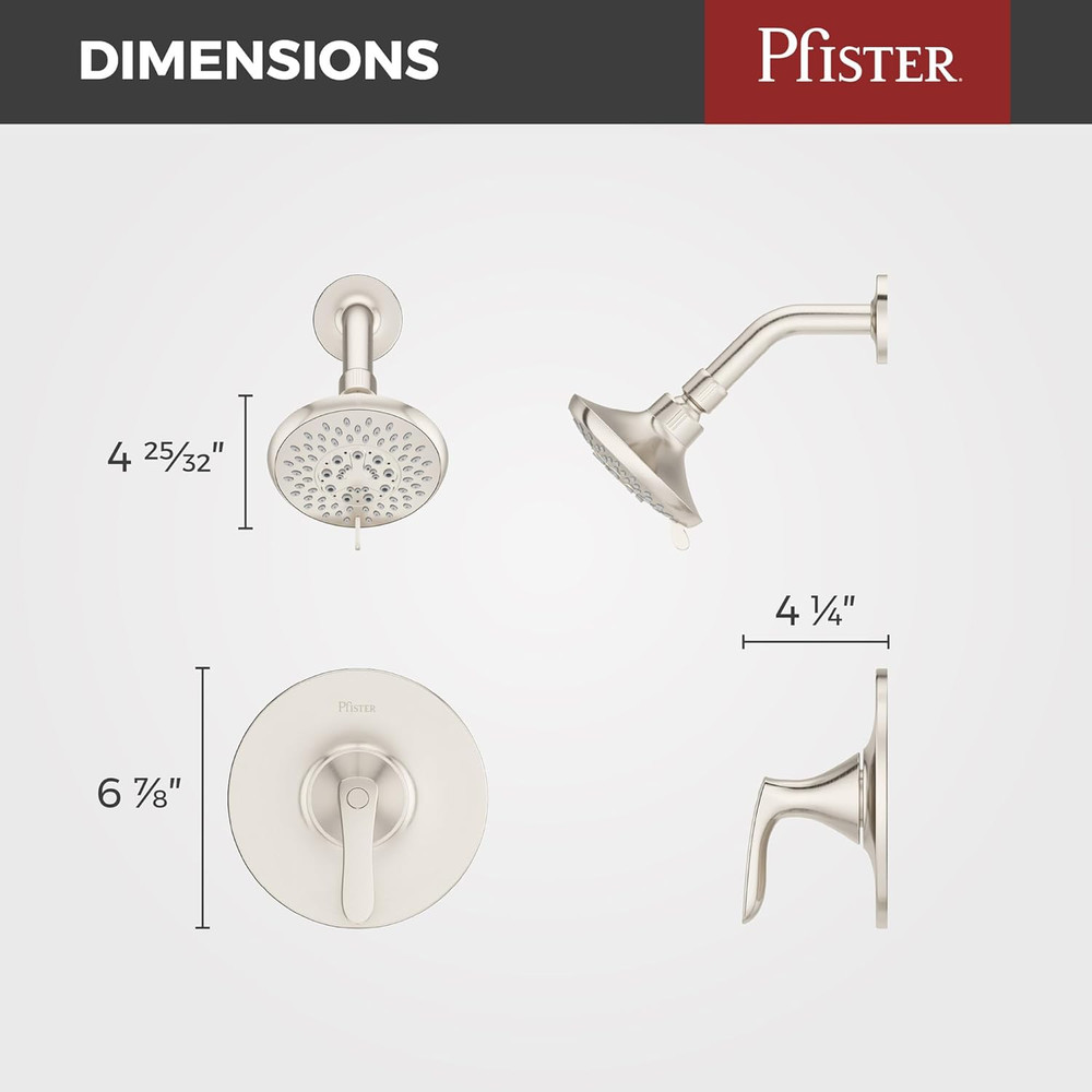 Weller Single Handle Shower Trim Kit with Multi-Function Shower Head, 5 Spray Mo