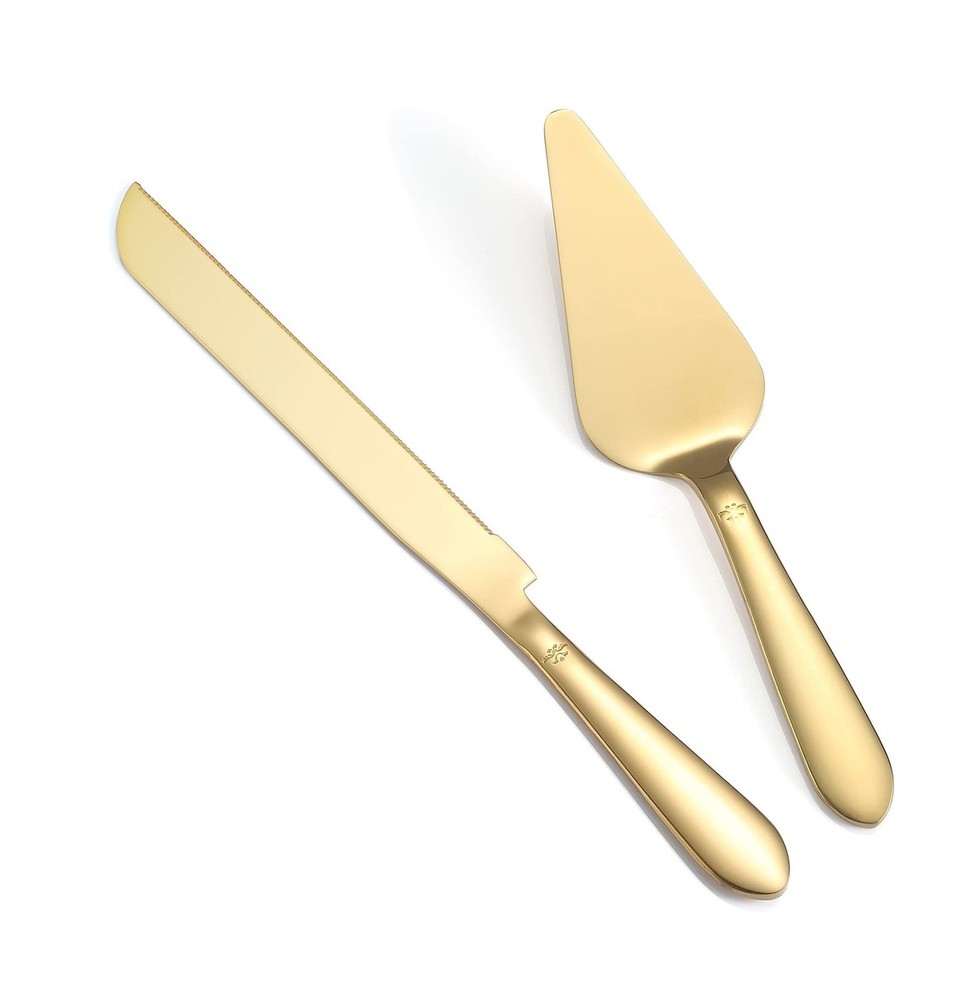Cake Cutting Set for Wedding, Elegant Cake Knife and Server Set with Thickene...