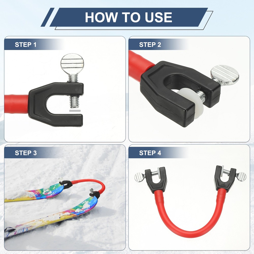 Ski Tip Connector, Snowboard Clip Ski Training Aid Basic Turning 2 Pcs & Red