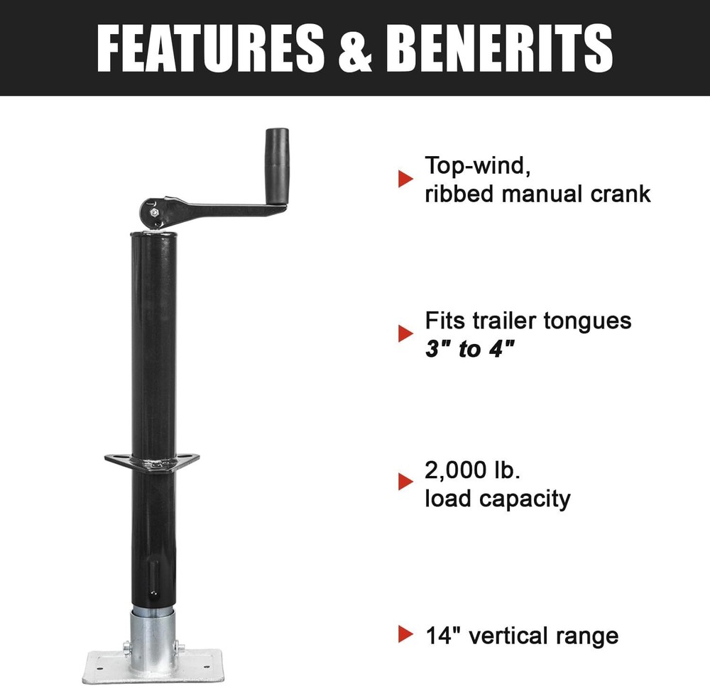 A-Frame Trailer Jack 2,000 Lbs Swivel Boat Trailer Jack Height Adjustable