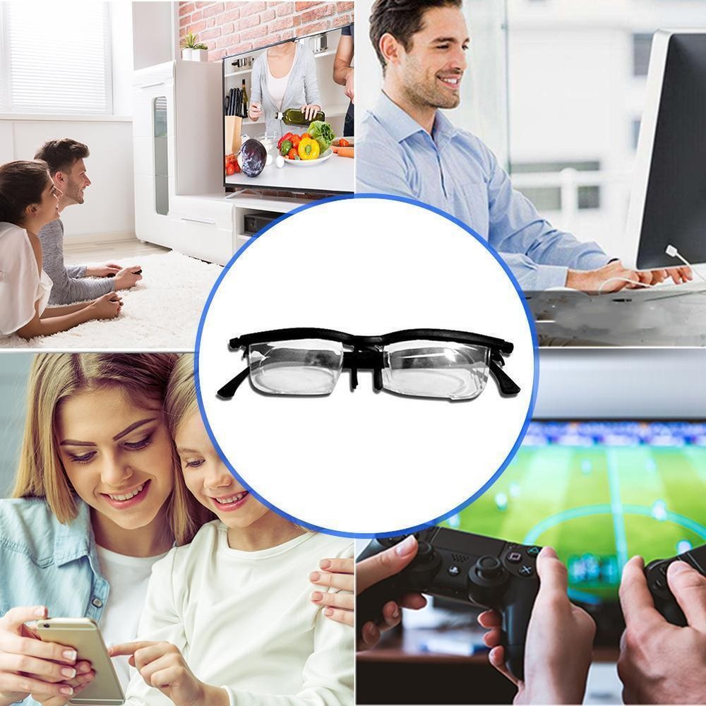 1-4pcs Dial Adjustable Glasses Variable Focus Reading Distance Vision Eyeglasses