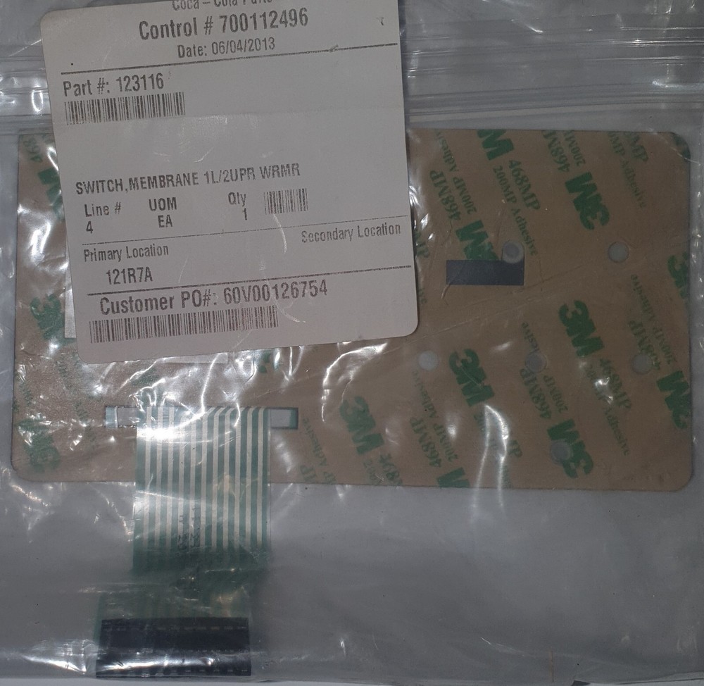 Bunn 123116 Membrane Switch 1 Lower/2 Upper Warmer Digital Brewer Control