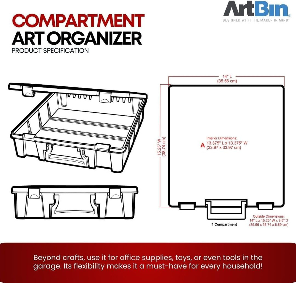 Craft Organizer Box Super Satchel 1 Compartment Storage Case Aqua 1 Pack