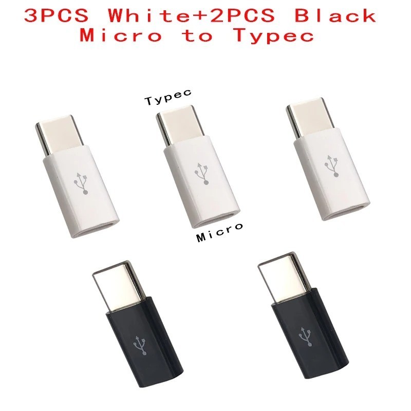 5 Pack Micro USB to Type C Adapter Converter Micro-B to USB-C Connector USA