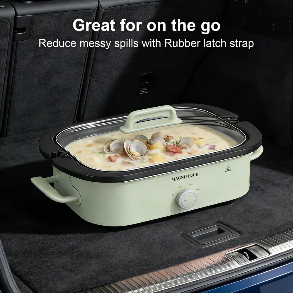 MAGNIFIQUE 4 Quart Slow Cooker with Ceramic Nonstick Baking Dish, Adjustable ...