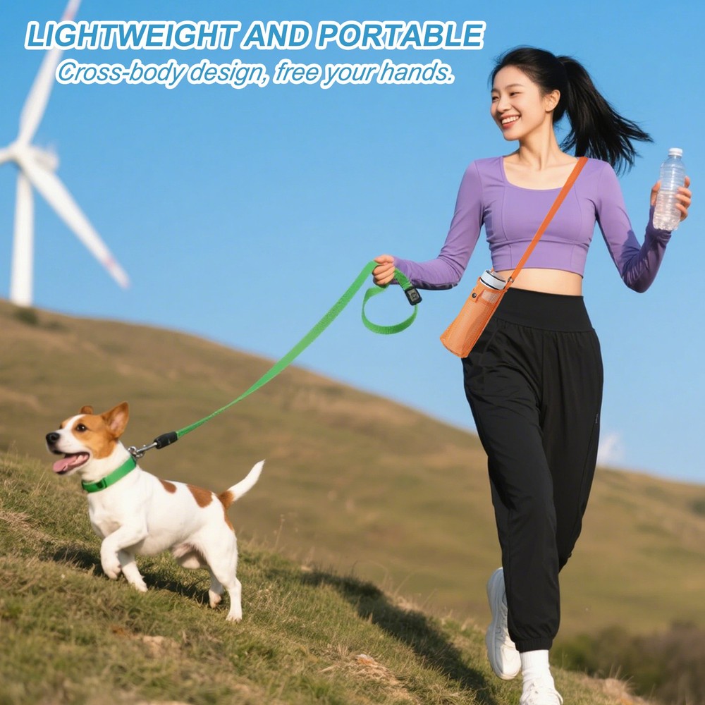 Water Bottle Carrier Mesh Sleeve with Strap, Cream