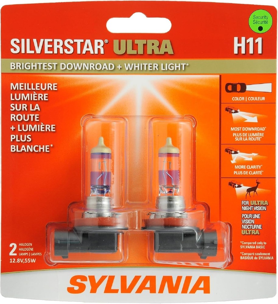 Sylvania Silverstar ULTRA H11 Pair Set High Performance Headlight 2 Bulbs NEW
