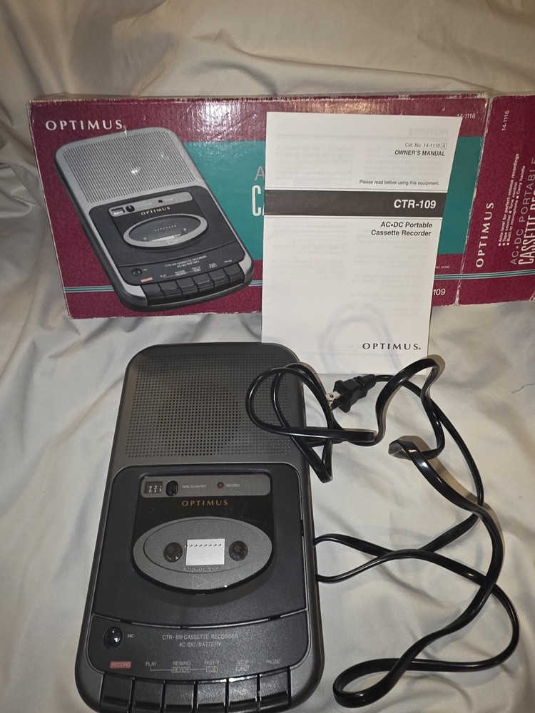 Optimus AC.DC Portable Cassette Recorder CTR-109 With Box