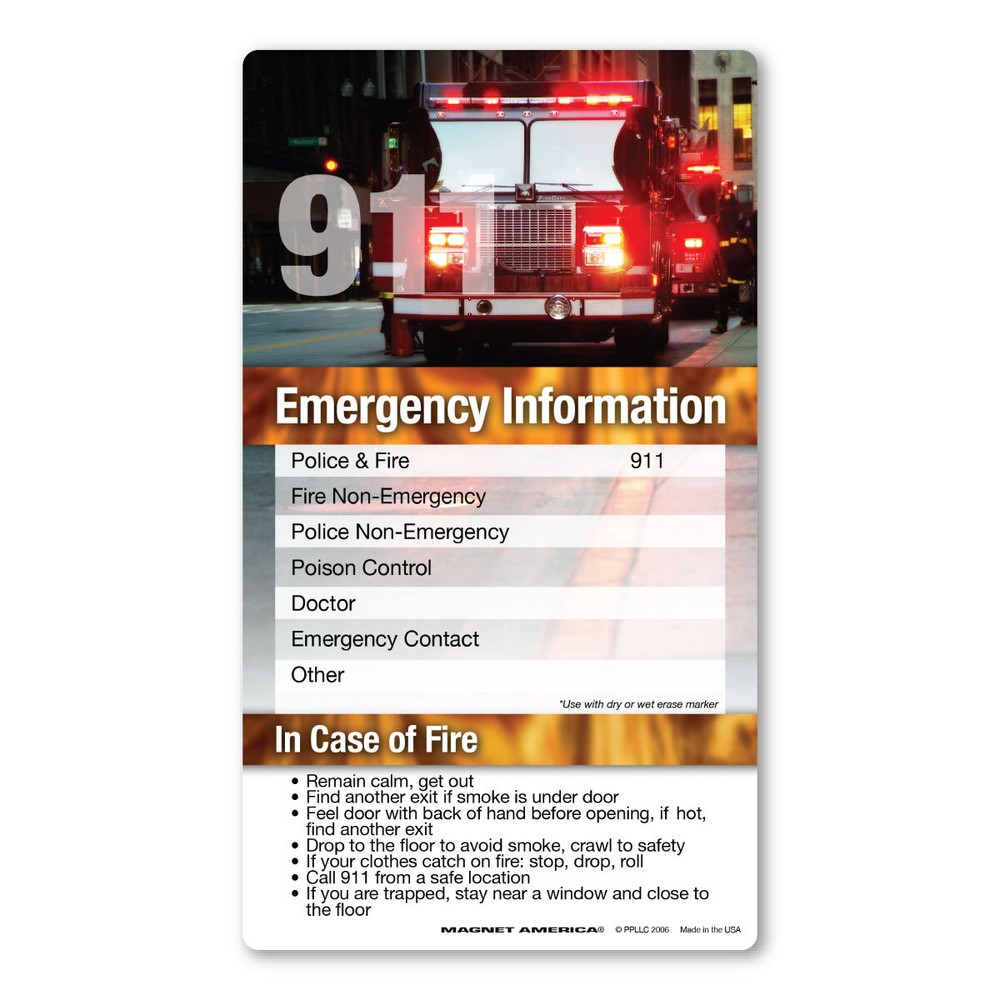 Emergency Information Memo Board Indoor Magnet