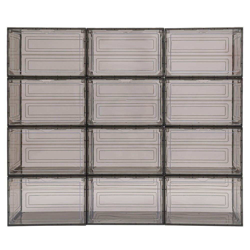 12Pcs Clear Acrylic Stackable Shoe Boxes for Premium Sneaker Display and Storage