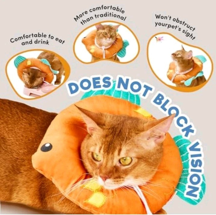 Cat Cone, Adjustable Cat Recovery Collar, Extra Soft Cat (Grapefruit, M)