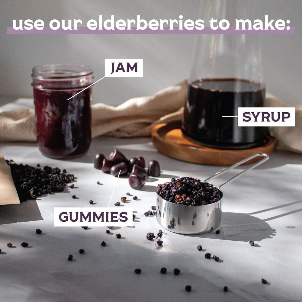 Organic Dried Elderberries - 1lb Bulk - Non-GMO Immune Support