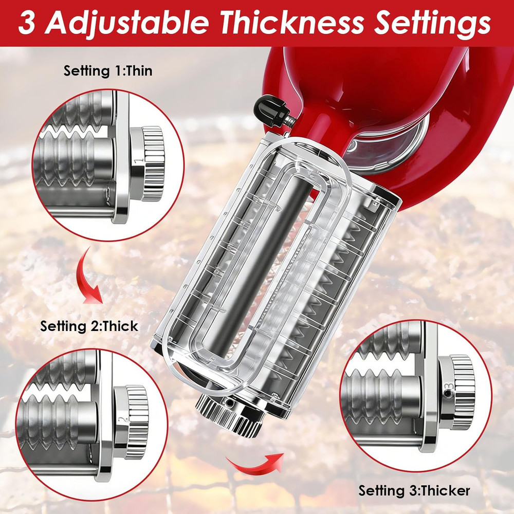 Meat Tenderizer Attachment for Kitchenaid Stand Mixer, 3 Adjustable Thickness Se