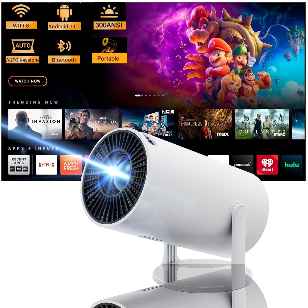 ProjectorMini Projector with Wifi and Bluetooth With Android 11Smart Protable...