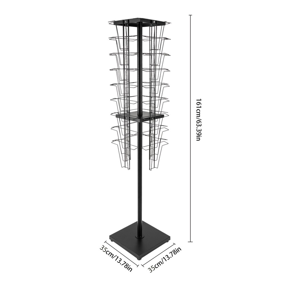 Rotating Holders 36 Pockets Floor Mount Brochure Organizer Display Stands Black