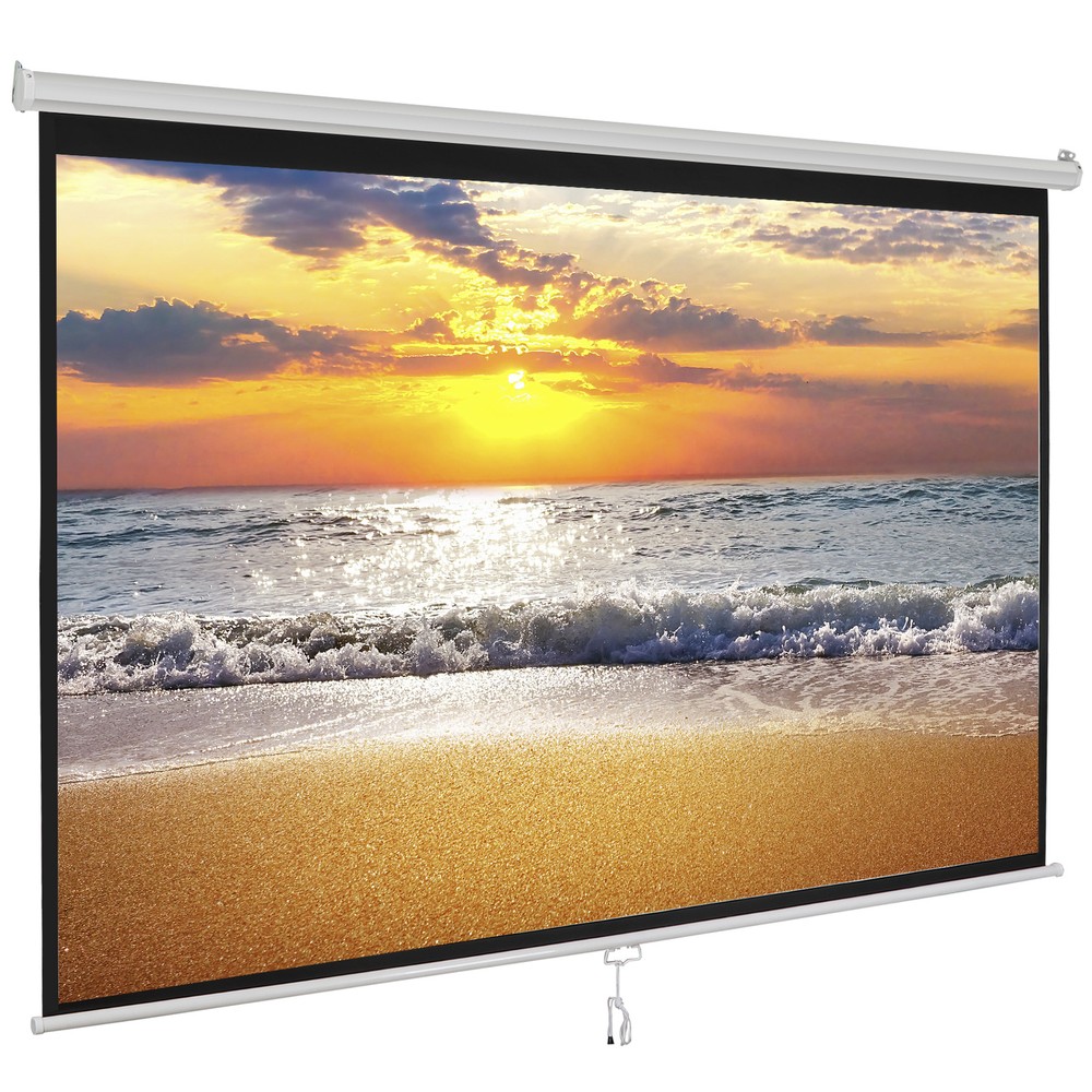 100" Projector Screen Manual Pull-down 16:10 Hd Projection Screen Home Office