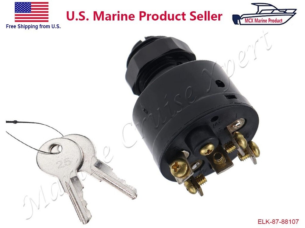 Boat Ignition Key Switch Push to Choke Mercury Outboard Off-On-Start 6 Terminals