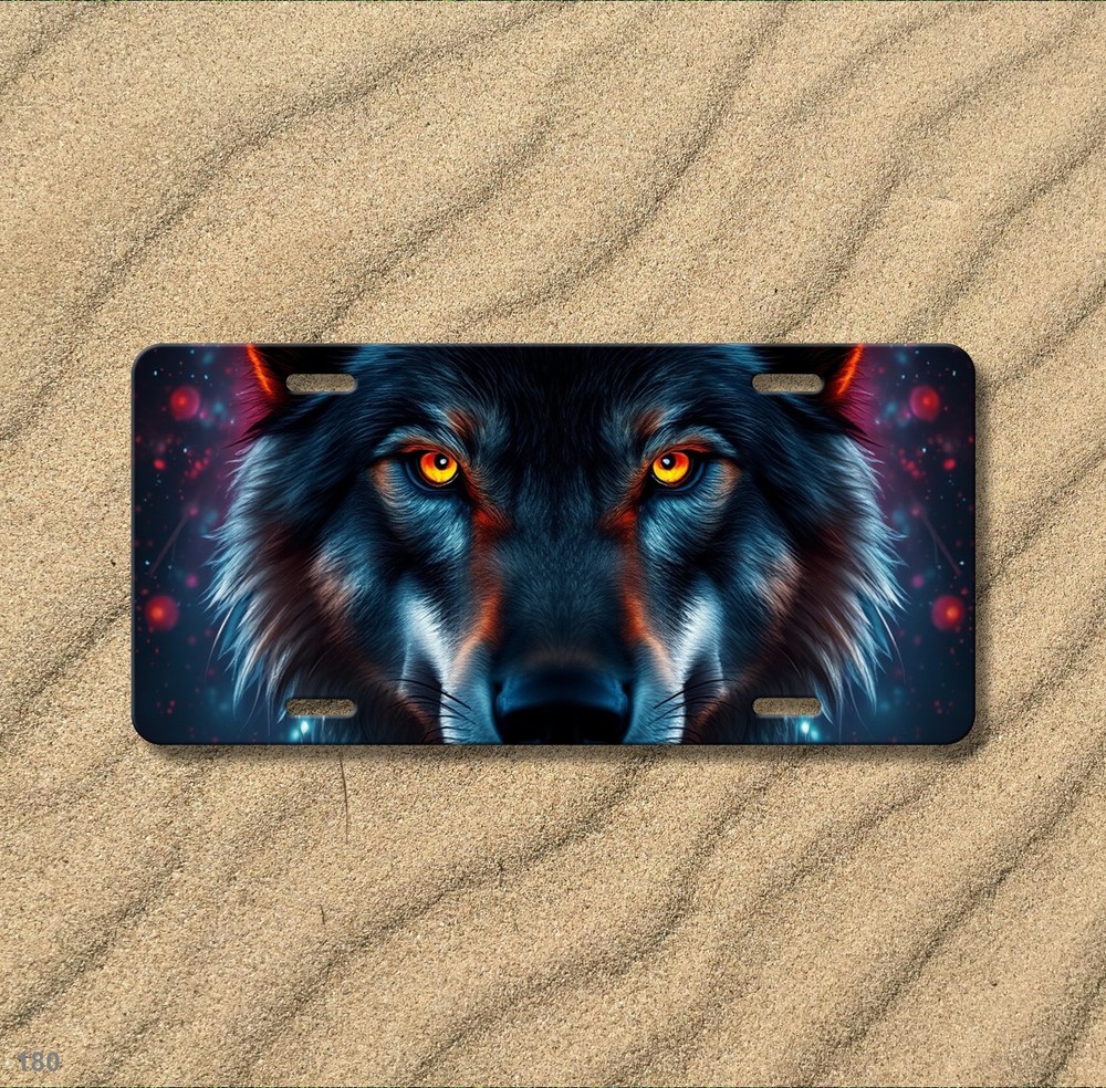 Intense Wolf License Plate Customizable Auto Tag Unique Gift