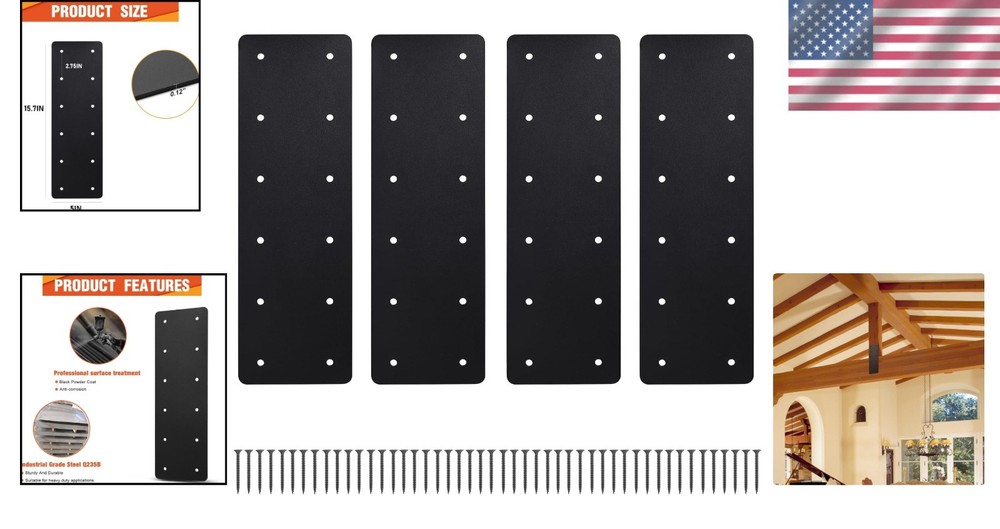 Steel Flat Plate Brackets - Post to Beam Connectors