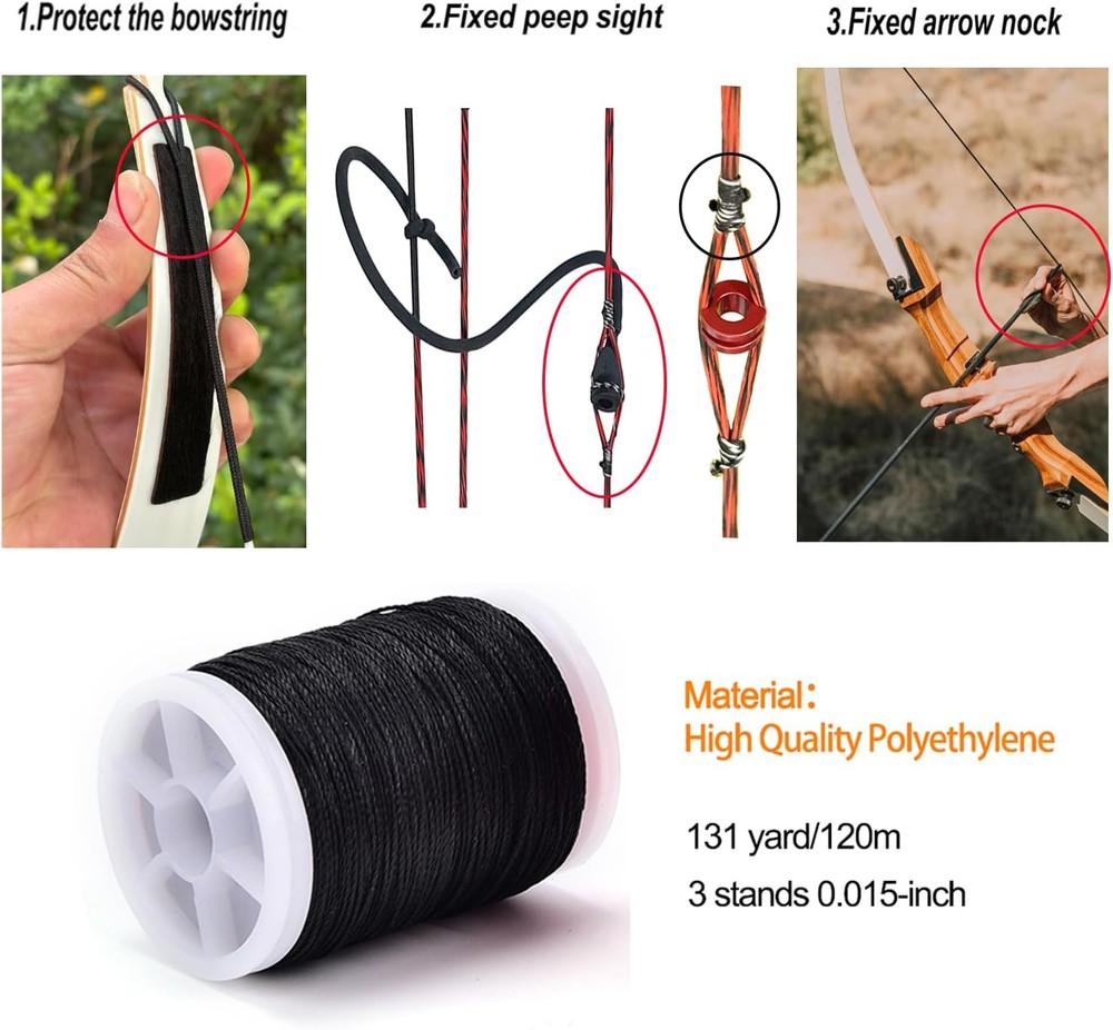 Archery Bowstring Serving Thread Jig 131 yard/120m Bow Blue and Black