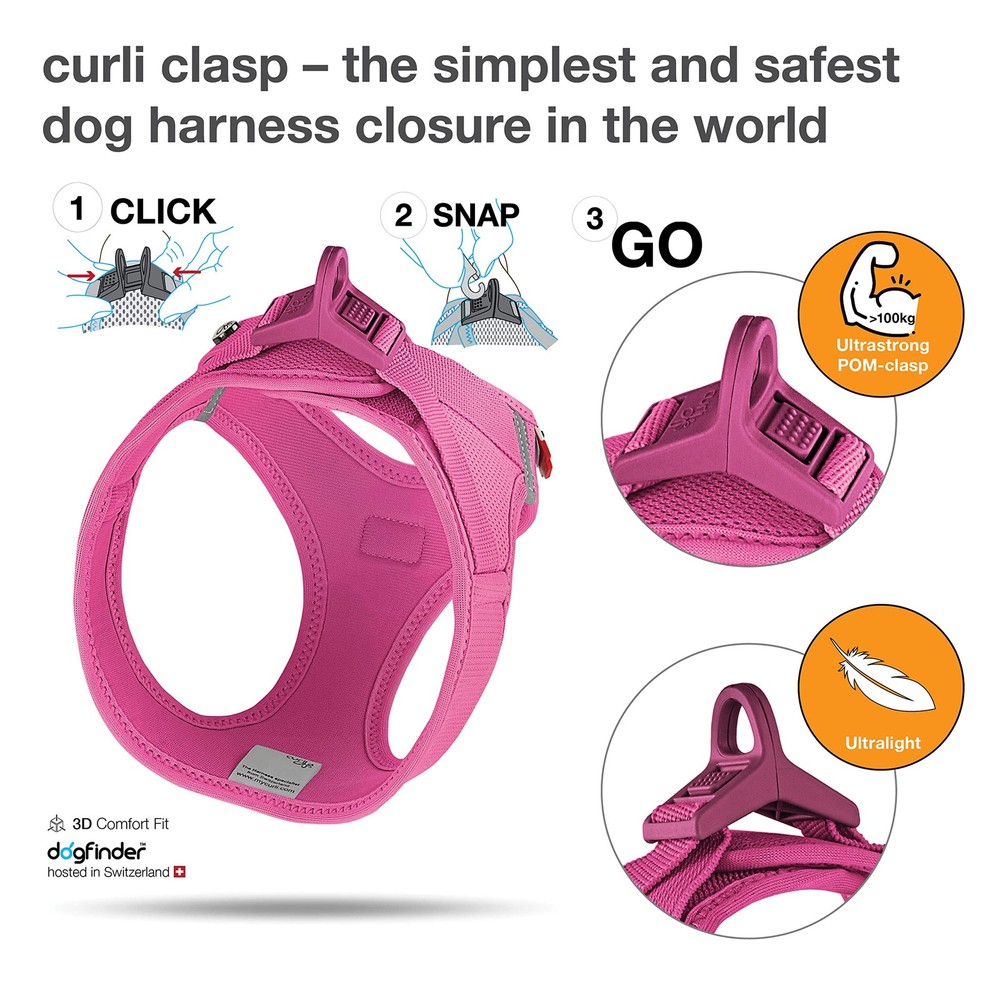 Vest Harness curli Clasp Air-Mesh Fuchsia L
