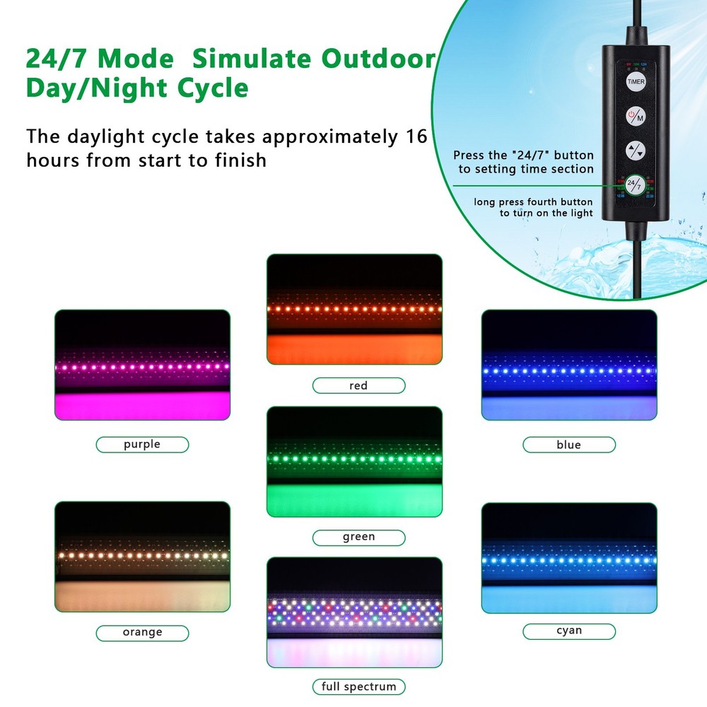 hygger Clip On LED Aquarium Light, 12-20" Full Spectrum, Adjustable Timer