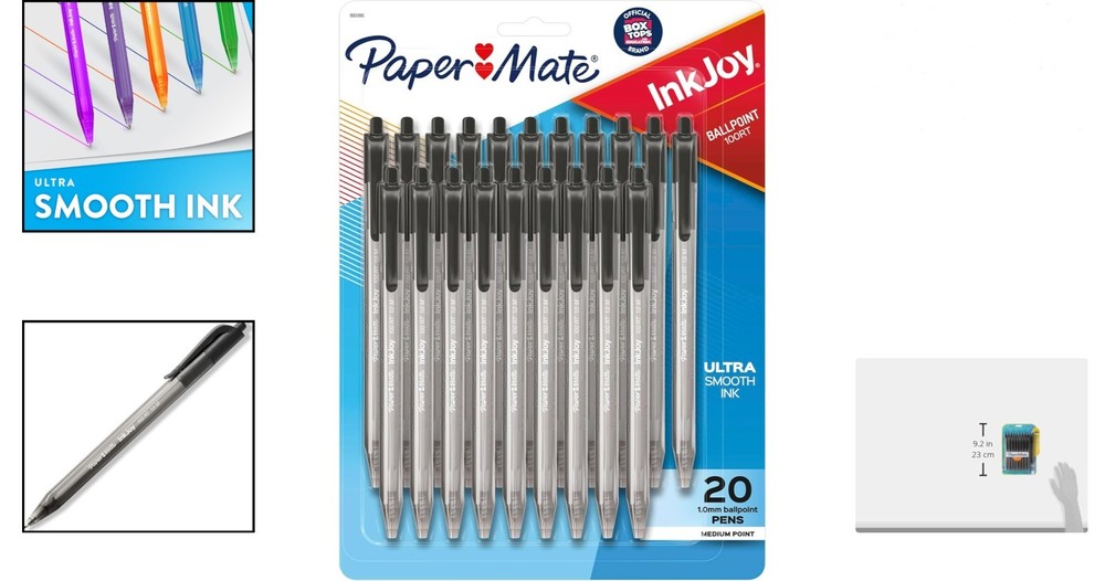 InkJoy 100RT Retractable Ballpoint Pens 20 Pack Black Medium Point 1.0mm Writing