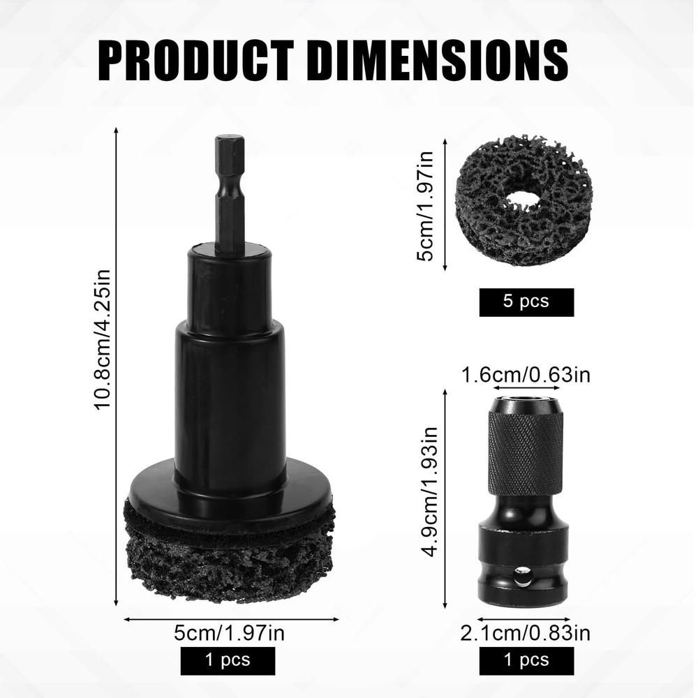 Wheel Hub Cleaning Kit, Brake Resurfacing Stud Cleaner Tool black