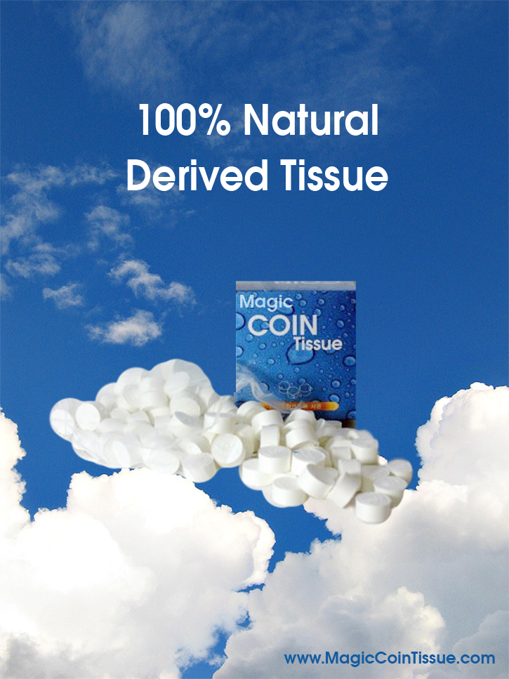 Compressed Coin Tissue - Magic Coin Tissue, 4x500pc (2000pc) Bulk Packaging