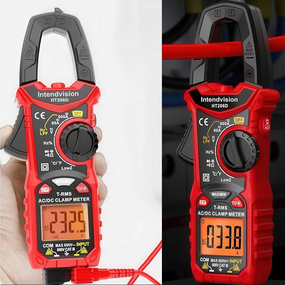 Multimeter for AC/DC Testing with User Manual, Leads, and Temperature Probe
