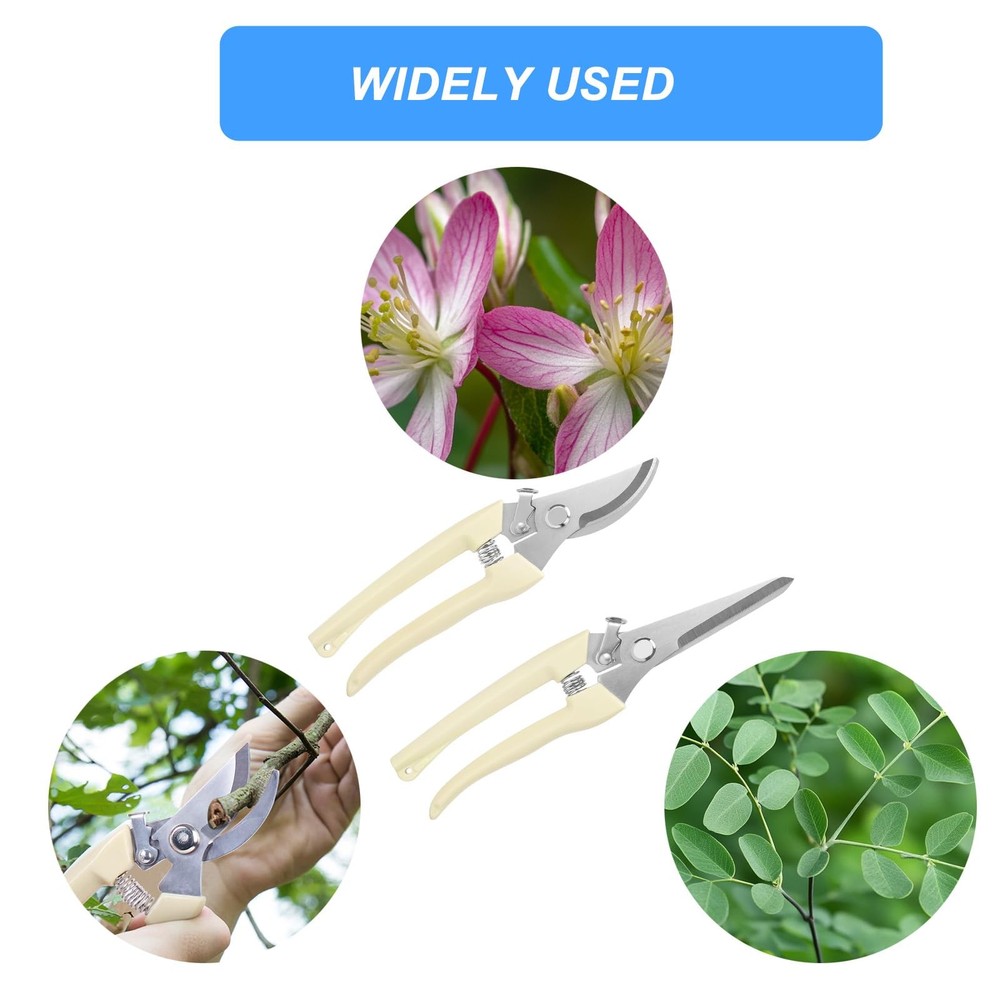 Yolmooat 2Pcs Professional Pruning Shears (Include 1 Bypass General, White