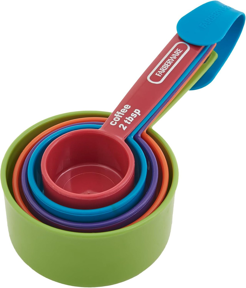 Professional 5-Piece Measuring Cup Set with Coffee Scoop Durable Plastic Kitchen