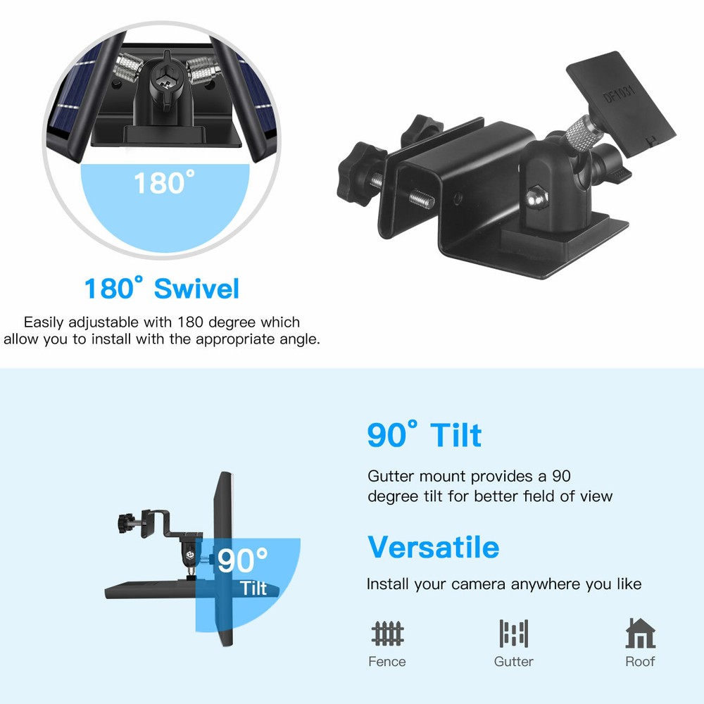 Weatherproof Gutter Mount/ Bracket for Ring SUPER Solar Panel
