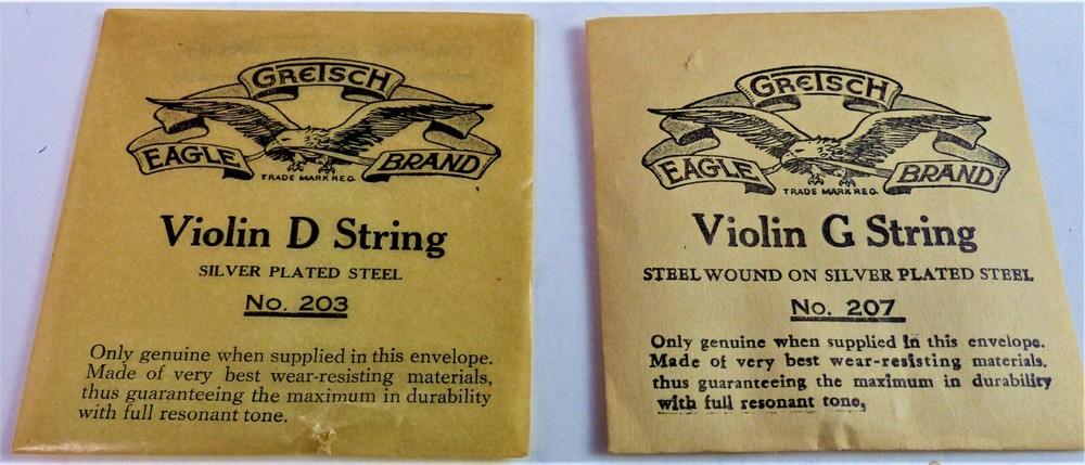 GRETSCH Violin G/4th Strings 207-G & 203-D Strings - Silvered Steel - RARE