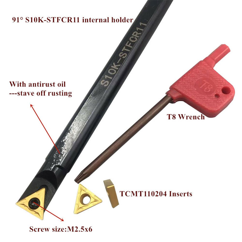 10mm Lathe Internal Turning Tool Cemented Carbide Holder Boring Bar Insert STFCR