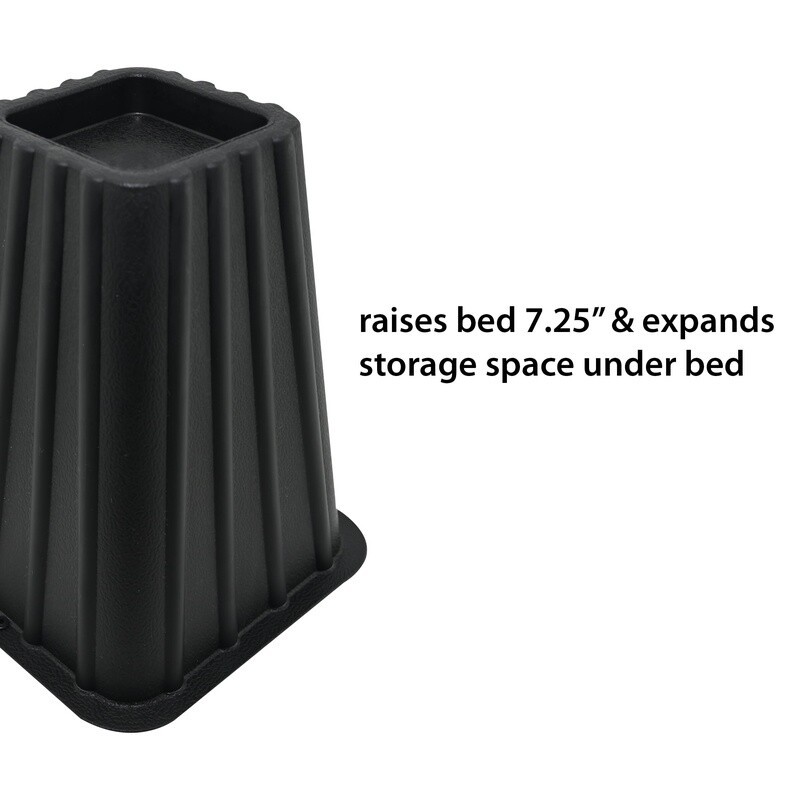 Tall Bed Risers 4-Pack Heavy Duty Plastic Underbed Storage Max Capacity 300lbs