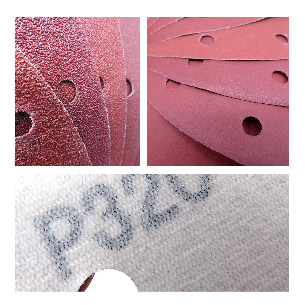 140*90*mm 5Hole Sanding Sheets Triangle Red Sandpaper Hook & Loop 40 -1000 Grits