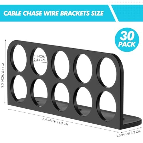 30 Pack Cable Chase-Wire Bracket, Hole Diameter 1 with 10-Hole Cable Support