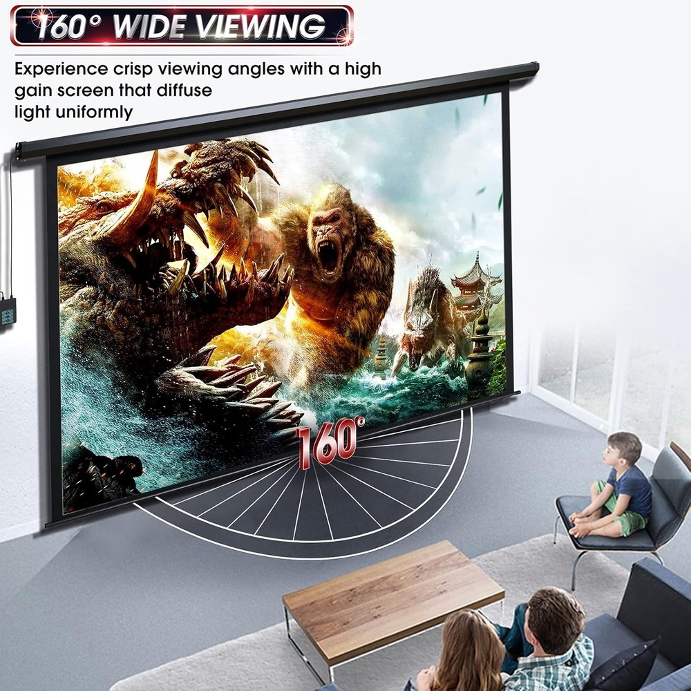 Electric 16:9 Projector Screen - Remote Control Included